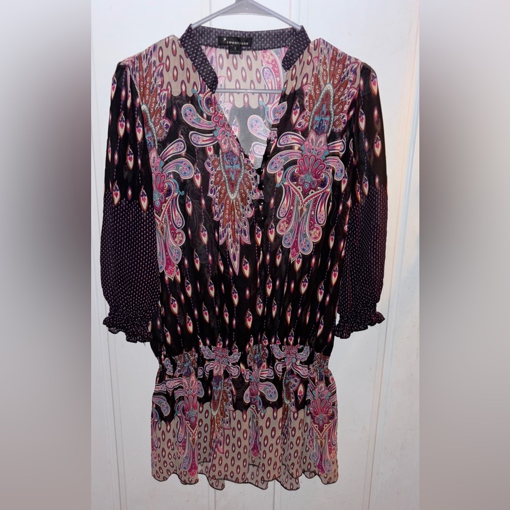 Twentyone Small Bohemian Paisley Print Tunic in Multicolor